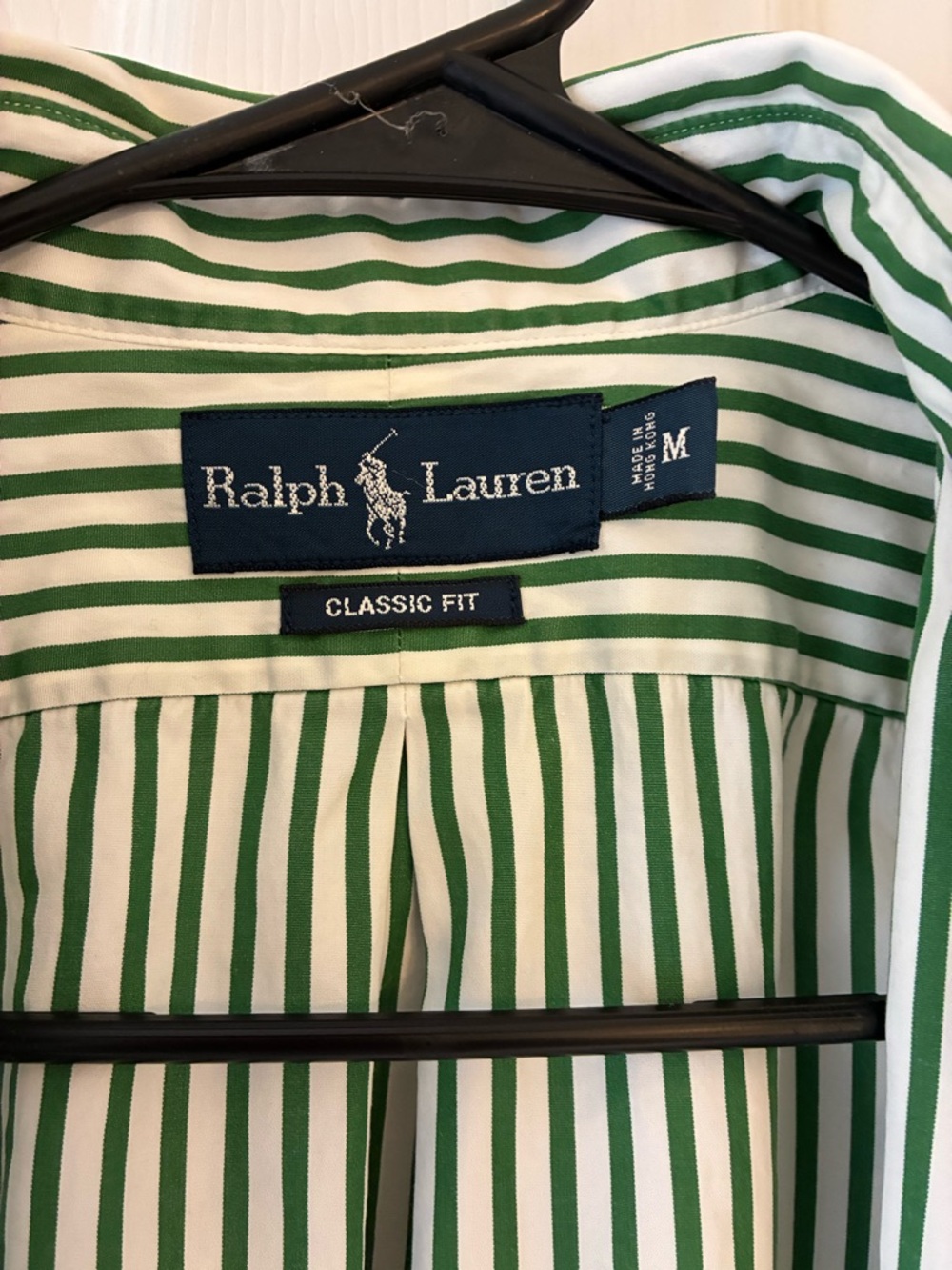 Polo Ralph Lauren Button Down Shirt Long Sleeve Green Stripes Cotton - Picture 3 of 6